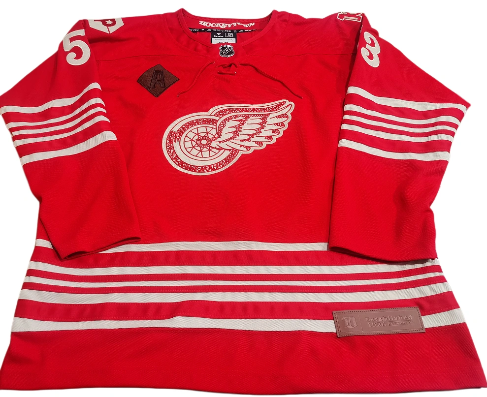 Archive Review: Detroit Red Wings Centennial Premium NHL Hockey Jersey Details detroit red wings centennial premium nhl hockey jersey front
