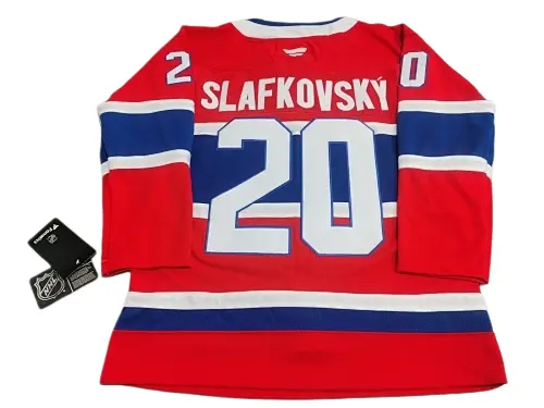Juraj Slafkovsky Montreal Canadiens Autographed Jersey Review: Archive Guide Back profile of Juraj Slafkovsky Montreal Canadiens Autographed Jersey Review showing number 20