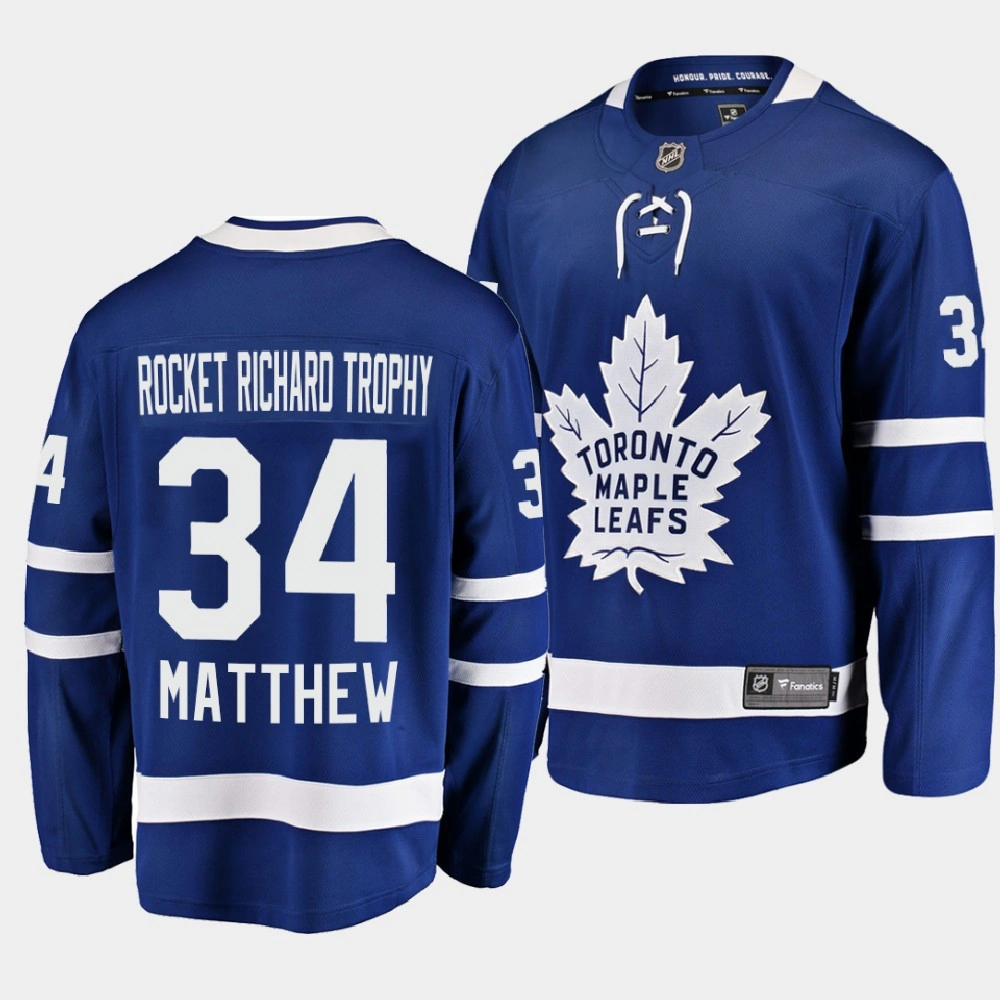 Men Maple Leafs Auston Matthews Awards Edition 2022 Rocket Richard Trophy Blue Jersey