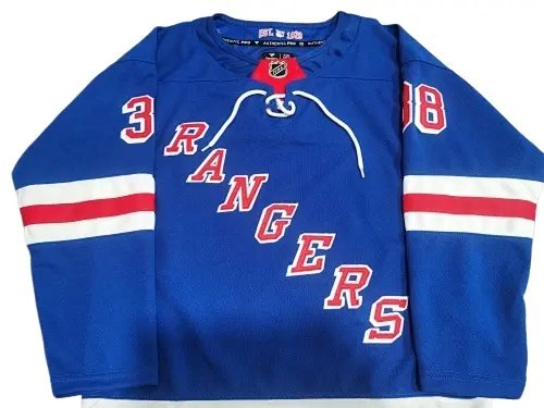 new york rangers diagonal wordmark embroidery detail