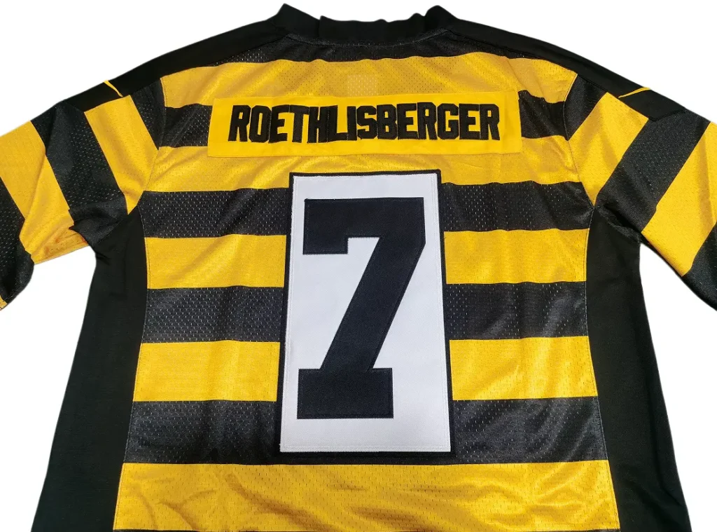 steelers bumblebee throwback jersey embroidery detail