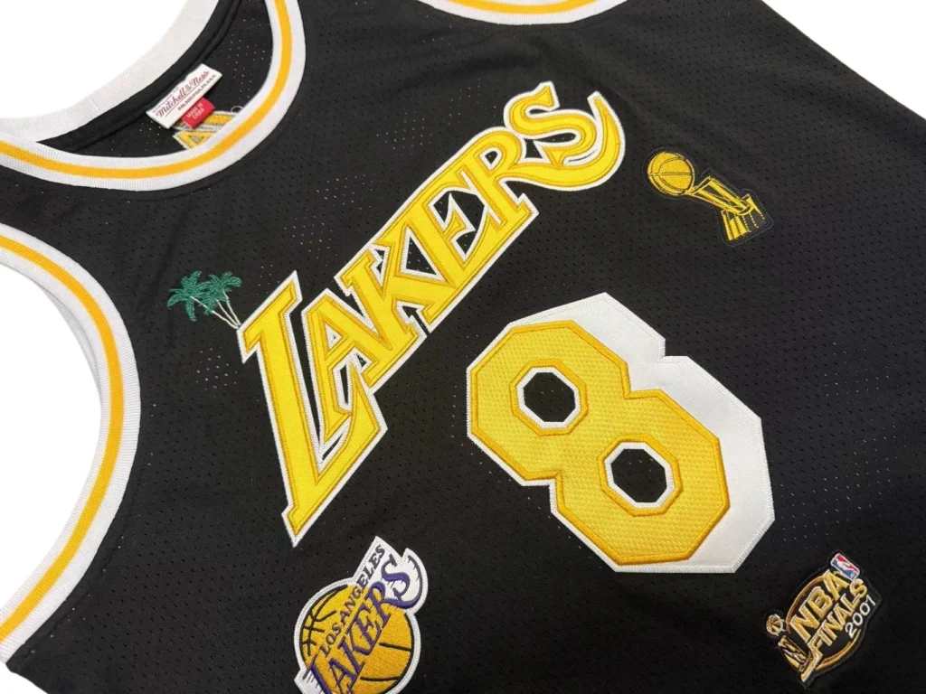 mitchell ness kobe bryant lakers jersey 8 neckline embroidery detail