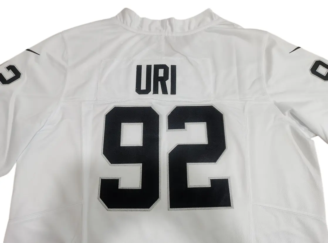 nike las vegas raiders white game jersey shield collar detail