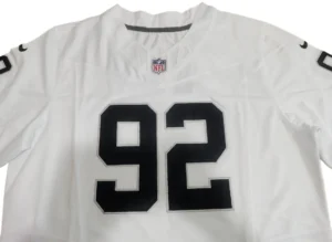 nike las vegas raiders white game jersey sleeve crest detail