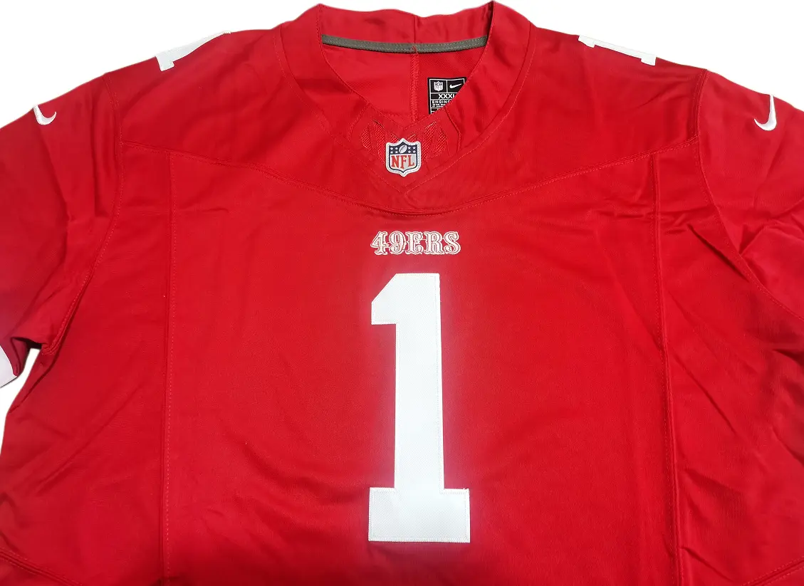 Nike Mens Red San Francisco 49ers Jersey Review - V-neck collar detail