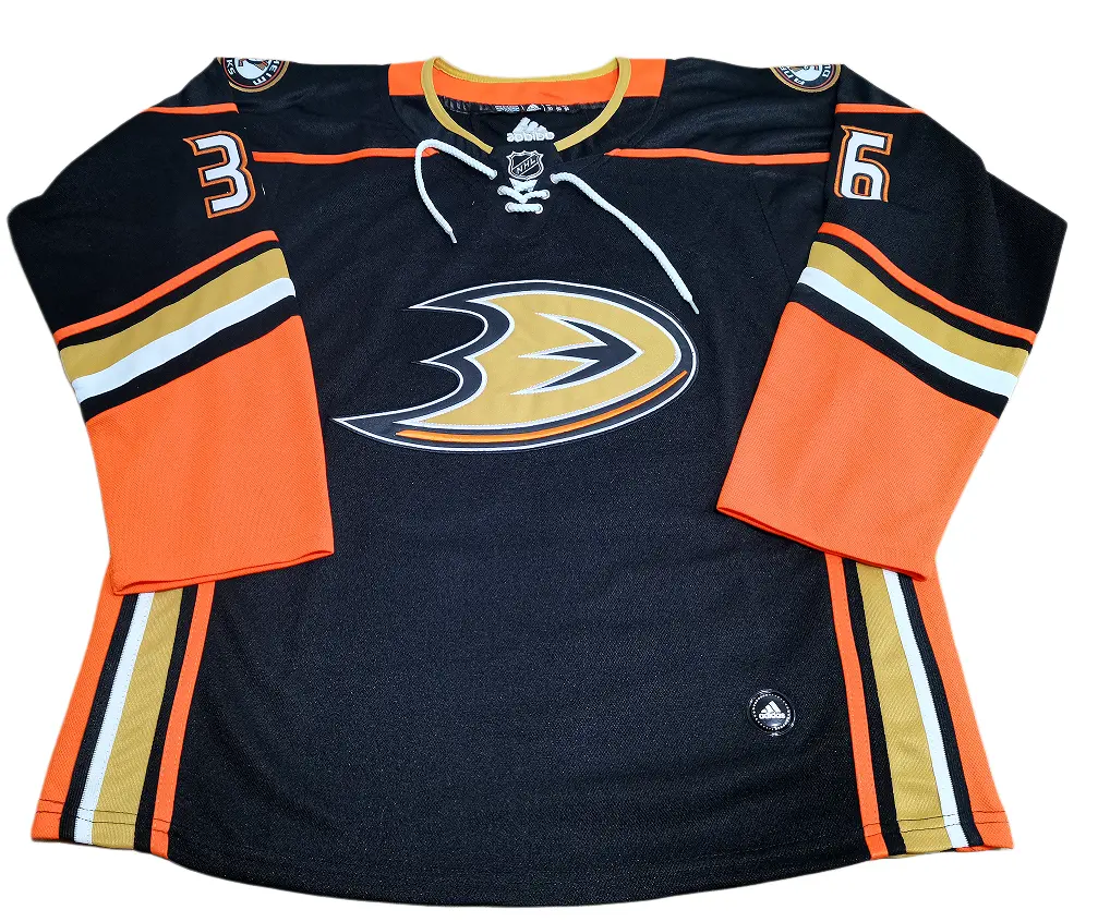 John Gibson Anaheim Ducks Jersey Review - Full front view of the Reebok Premier home jersey